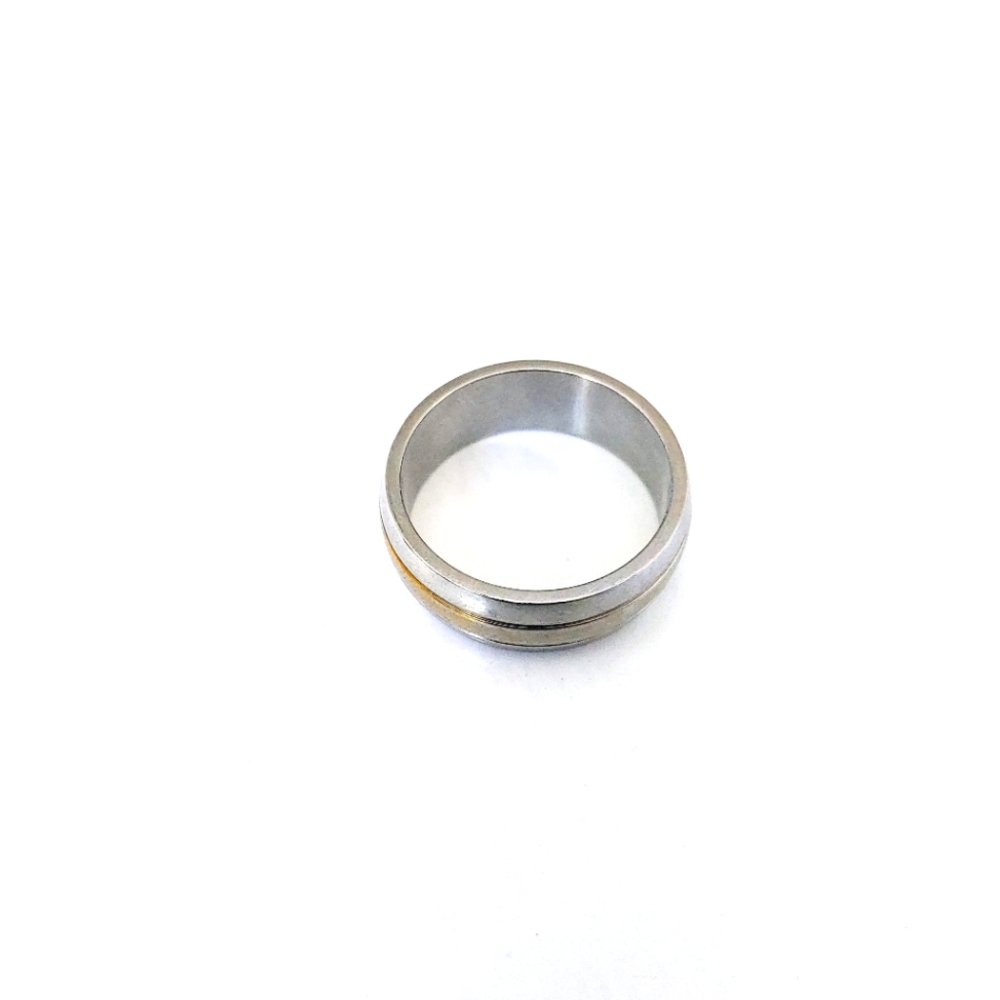 Men's Stainless Steel Ring/Band with Gold Colour Center Strip